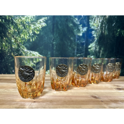 GOLDEN FOX SZKLANKI DO WHISKY AMBER FIRE DEER GOLD - 6 SZT W SKRZYNCE